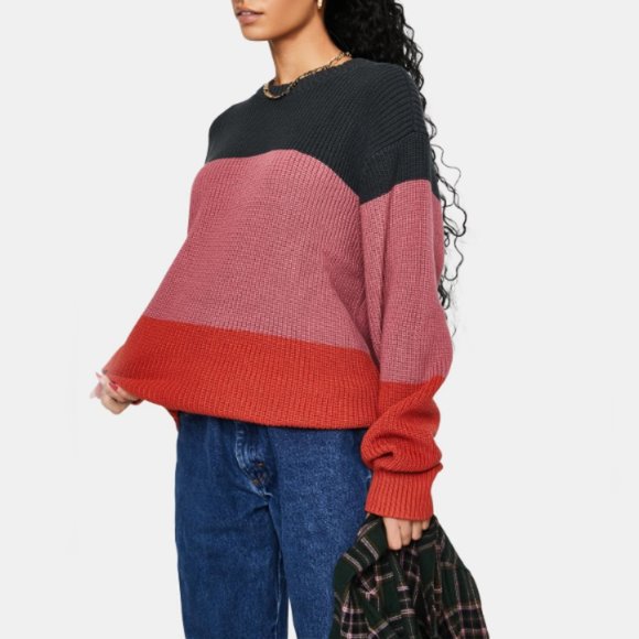 NWT OBEY Joni Colorblock Long Sleeve Knit Sweater Size S - Picture 4 of 12